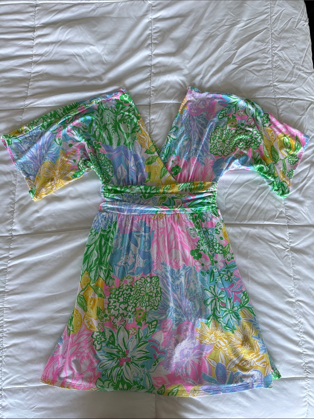 Lily Colorful Floral Dress with Deep V and built in shorts